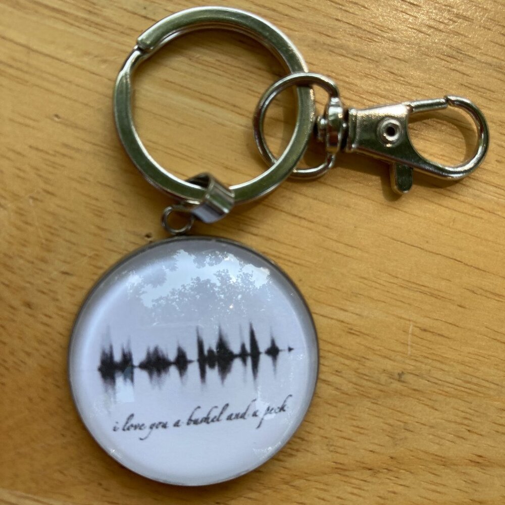 NEW I Love You A Bushel Soundwave Steel Keychain 1.18in Black White Minimalist